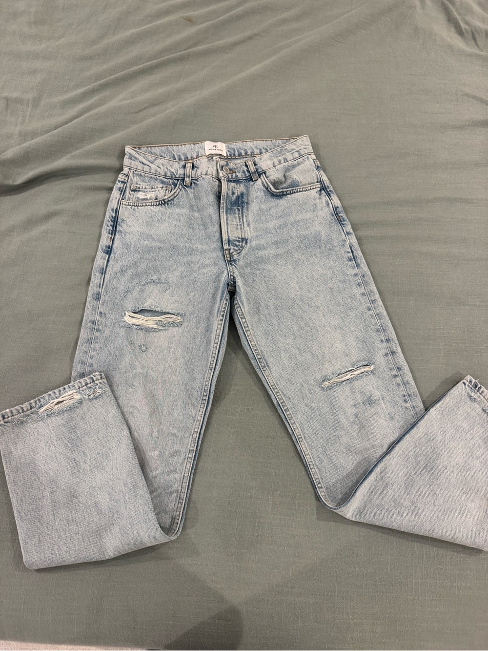 Anine Bing Light Wash Distressed Relaxed Jeans